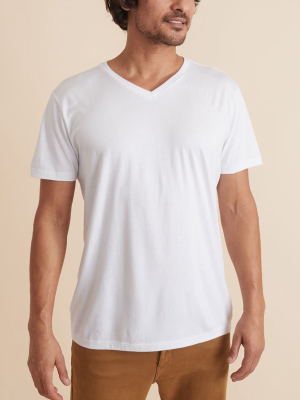 Signature V-neck Tee In Pure White