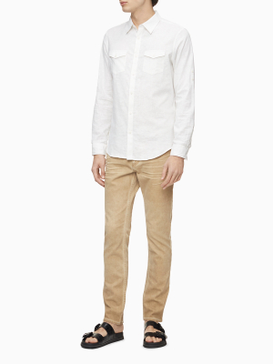 Stretch Linen Blend Button-down Shirt