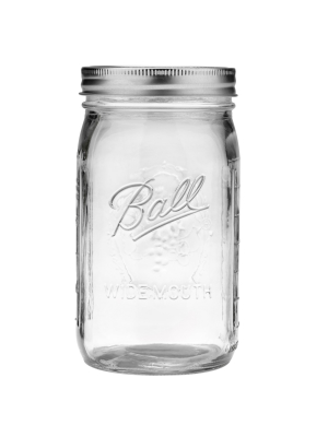 Ball 32oz 12pk Glass Wide Mouth Mason Jar With Lid And Band