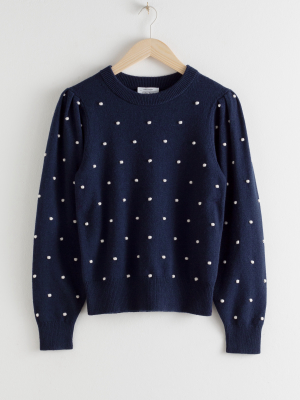 Polka Bobble Knit Sweater