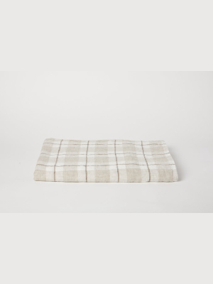 Beige Check 55 X 98 Tablecloth