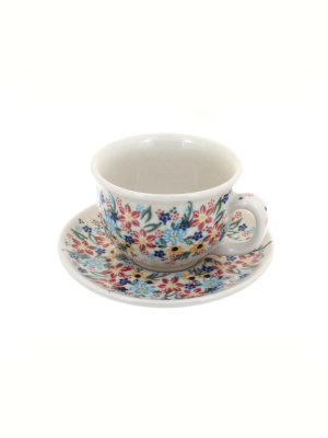 Blue Rose Polish Pottery Tara Cup & Saucer