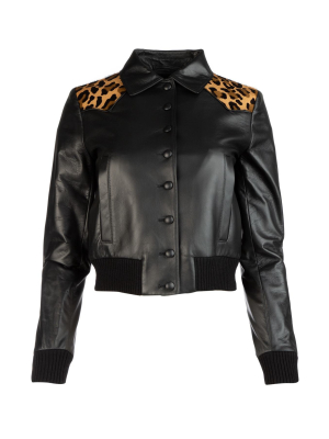 Miu Miu Animal Print Biker Jacket