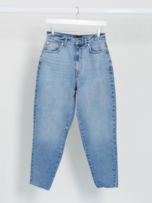 Asos Design High Rise 'balloon' Boyfriend Jean In Lightwash