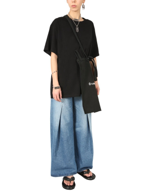 Mm6 Maison Margiela Pleated Detail Wide Leg Jeans