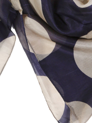 Marais Silk Scarf - Navy/taupe