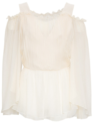 Alberta Ferretti Off-shoulder Pleated Blouse