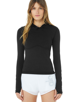 Alosoft Hooded Runner Long Sleeve - Black