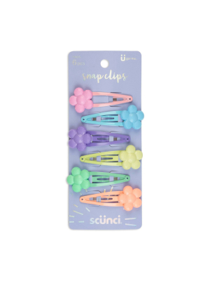 Scunci Snap Clips With Flowers - 6ct
