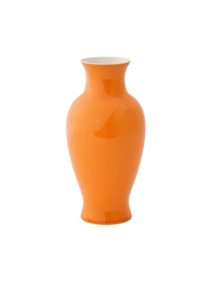 Medium Glossed Floral Vase In Orange