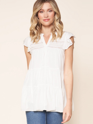 Bethany Tiered Trapeze Cap Sleeve Blouse