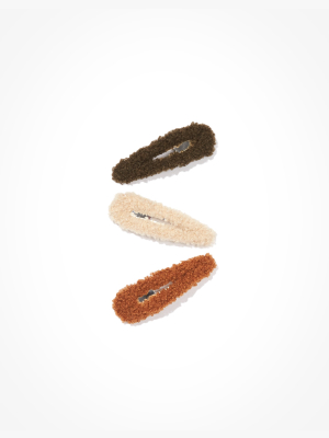 Aeo Sherpa Hair Clips 3-pack