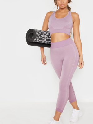 Lilac Seamless Contrast Panel Cropped Legging