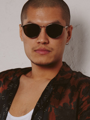 Luis Oval Sunglasses In Light Gold And Brown (men's)