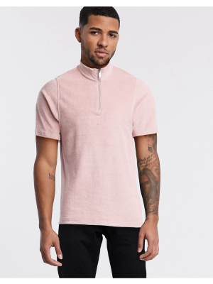 Topman Two-piece Towelling Polo In Pink