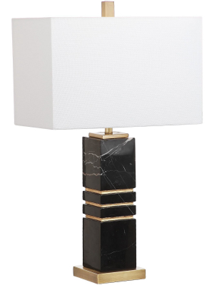 27.5" Jaxton Marble Table Lamp Black/gold (includes Cfl Light Bulb) - Safavieh