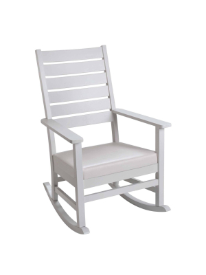 Gift Mark Adult Rocking Chair With Horizontal Back And White Faux Leather Seat