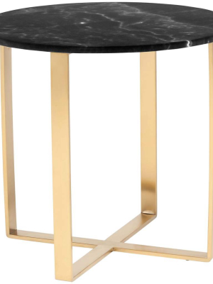 Rosa Side Table, Black Marble/gold Base