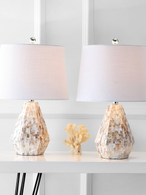 21" (set Of 2) Isabella Seashell Table Lamp (includes Led Light Bulb) Natural - Jonathan Y