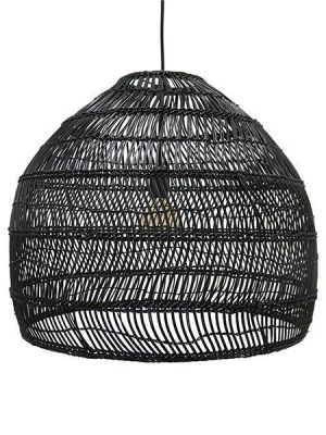 Medium Wicker Hanging Lamp - Black