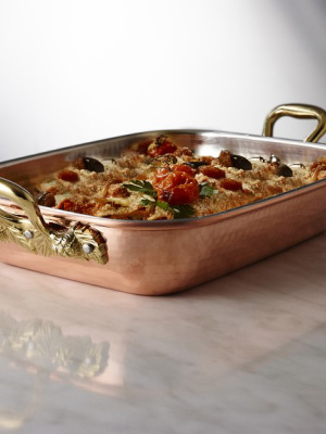 Ruffoni Historia Hammered Copper Roasting Pan With Artichoke Handle