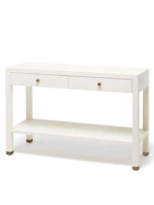 Jarin Console White Faux Belgian Linen