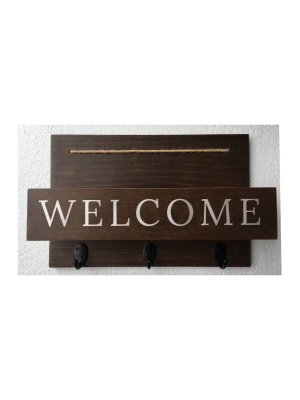 15" X 10" Wood Welcome Mail Station Walnut - Threshold™