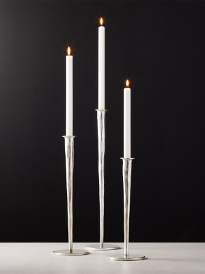 Forged Silver Taper Candle Holders Set Of 3