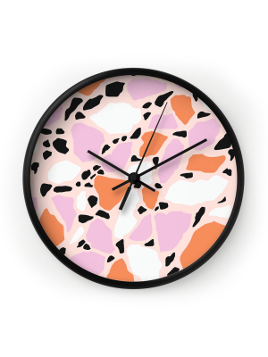 Emanuela Carratoni Pink Shadows Terrazzo Wall Clock - Deny Designs