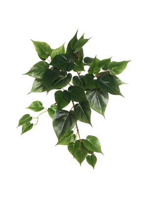 Vickerman 18" Artificial Green Philodendron Hanging Bush.