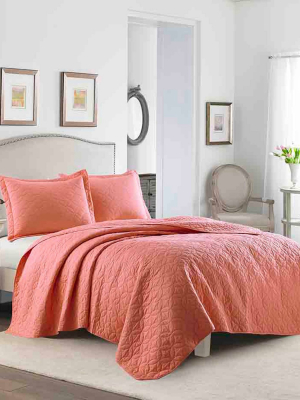 Coral Solid Quilt Set - Laura Ashley