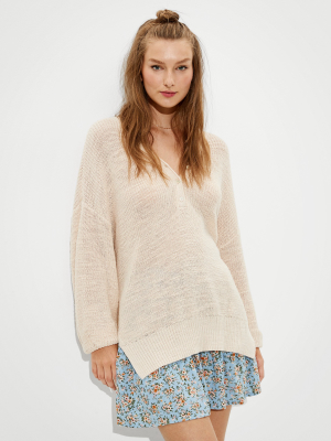 Ae Oversized Henley Sweater