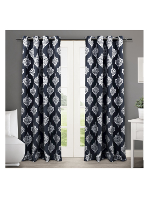 Set Of 2 / Pair Medallion Blackout Thermal Grommet Top Window Curtain Panels Exclusive Home