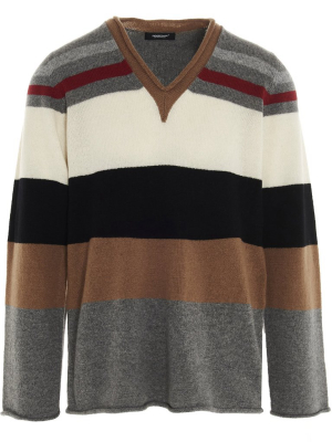 Undercover Color Block Striped Knit Sweater