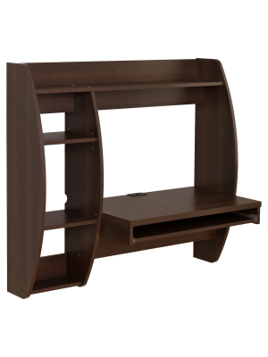 Hubbard Floating Desk With Storage Espresso - Prepac