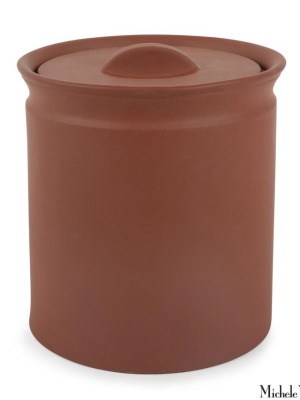 Matte Terracotta-color Stonware Lidded Jar Medium