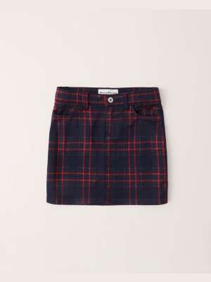 Mid Rise Plaid Skirt