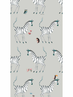 Zebra Kids Wallpaper In Grey By Kek Amsterdam