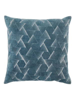 Jaipur Living Jacques Geometric Blue/ Silver Poly Throw Pillow 22 Inch