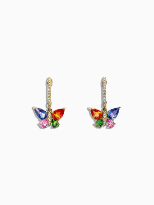 Effy Watercolors 14k Gold Sapphire & Diamond Butterfly Earrings, 2.97 Tcw