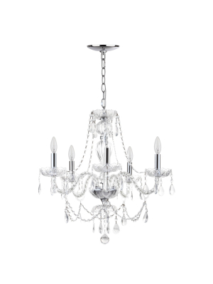 27.5" Jingle 5 Light Adjustable Chandelier Chrome/clear - Safavieh