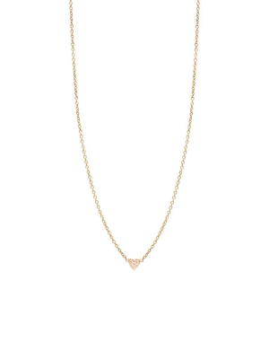 14k Itty Bitty Pave Diamond Heart Necklace