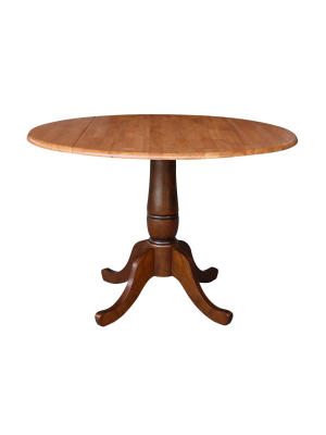 Brevin Round Dual Drop Leaf Pedestal Table Cinnamon/espresso - International Concepts