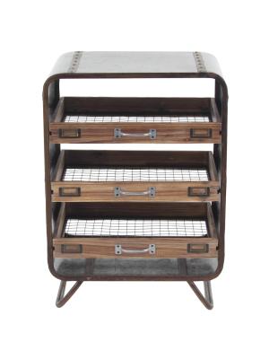 Industrial Chest With 3 Drawers Brown - Olivia & May