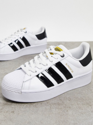 Adidas Originals Superstar Bold Platform Sneakers In White And Black