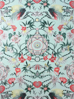 Menagerie Wallpaper In Mint And Scarlet By Matthew Williamson For Osborne & Little