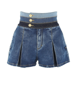 Dsquared2 Pleated Flare Denim Shorts