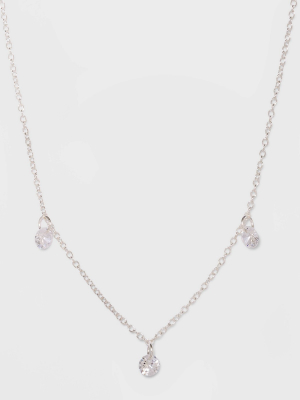 Sterling Silver With Cubic Zirconium Necklace - A New Day™ Silver