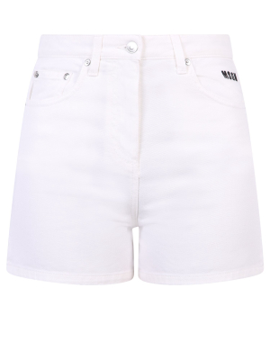 Msgm Rear Logo Print Denim Shorts