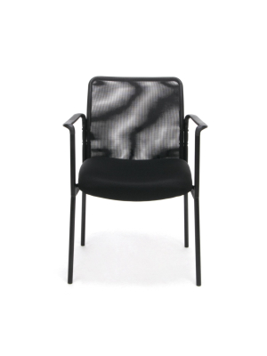 Mesh Back Upholstered Side Chair With Arms Black - Ofm